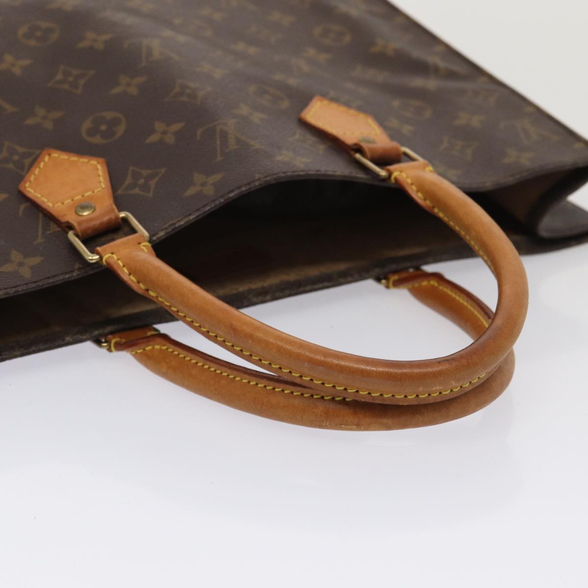 LOUIS VUITTON Monogram Sac Plat Hand Bag M51140 LV Auth 84016