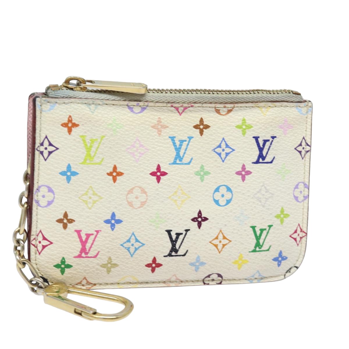 LOUIS VUITTON  Multicolor Pochette ClesNM Coin Purse White M93734 LV Auth 84075