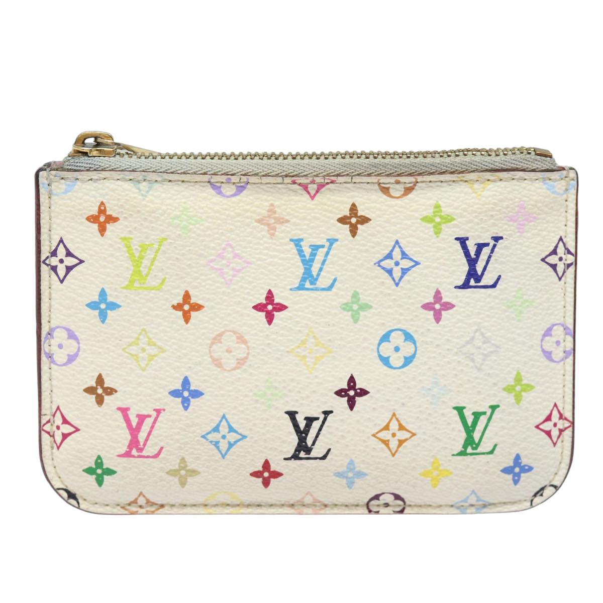 LOUIS VUITTON  Multicolor Pochette ClesNM Coin Purse White M93734 LV Auth 84075