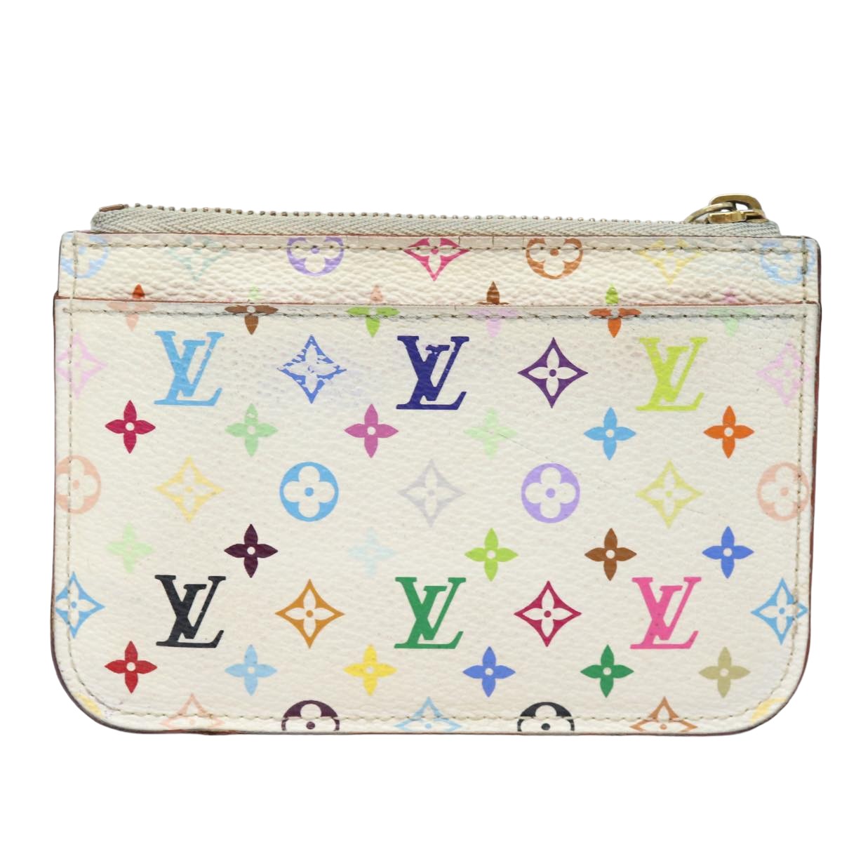 LOUIS VUITTON  Multicolor Pochette ClesNM Coin Purse White M93734 LV Auth 84075 - 0