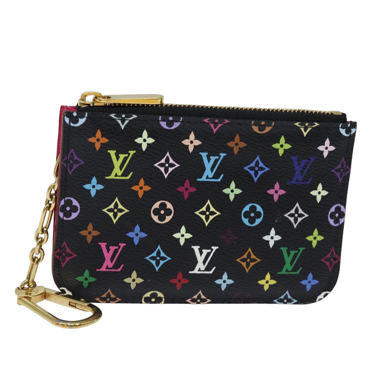 LOUIS VUITTON Multicolor Pochette ClesNM Coin Purse Black M60279 LV Auth 84090