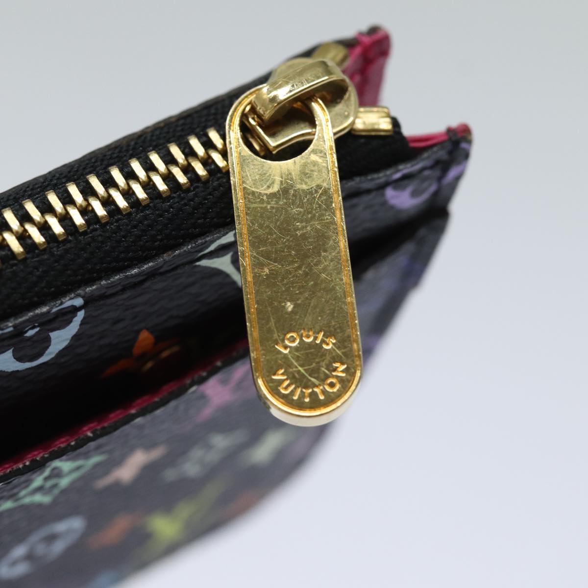 LOUIS VUITTON Multicolor Pochette ClesNM Coin Purse Black M60279 LV Auth 84090