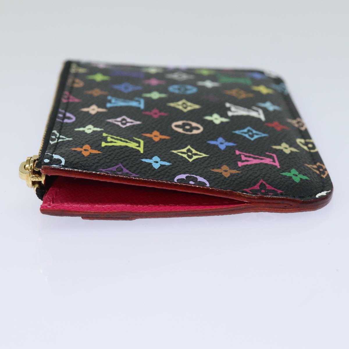 LOUIS VUITTON Multicolor Pochette ClesNM Coin Purse Black M60279 LV Auth 84090