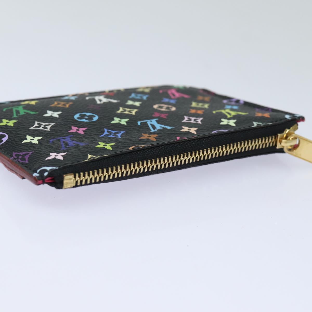 LOUIS VUITTON Multicolor Pochette ClesNM Coin Purse Black M60279 LV Auth 84090