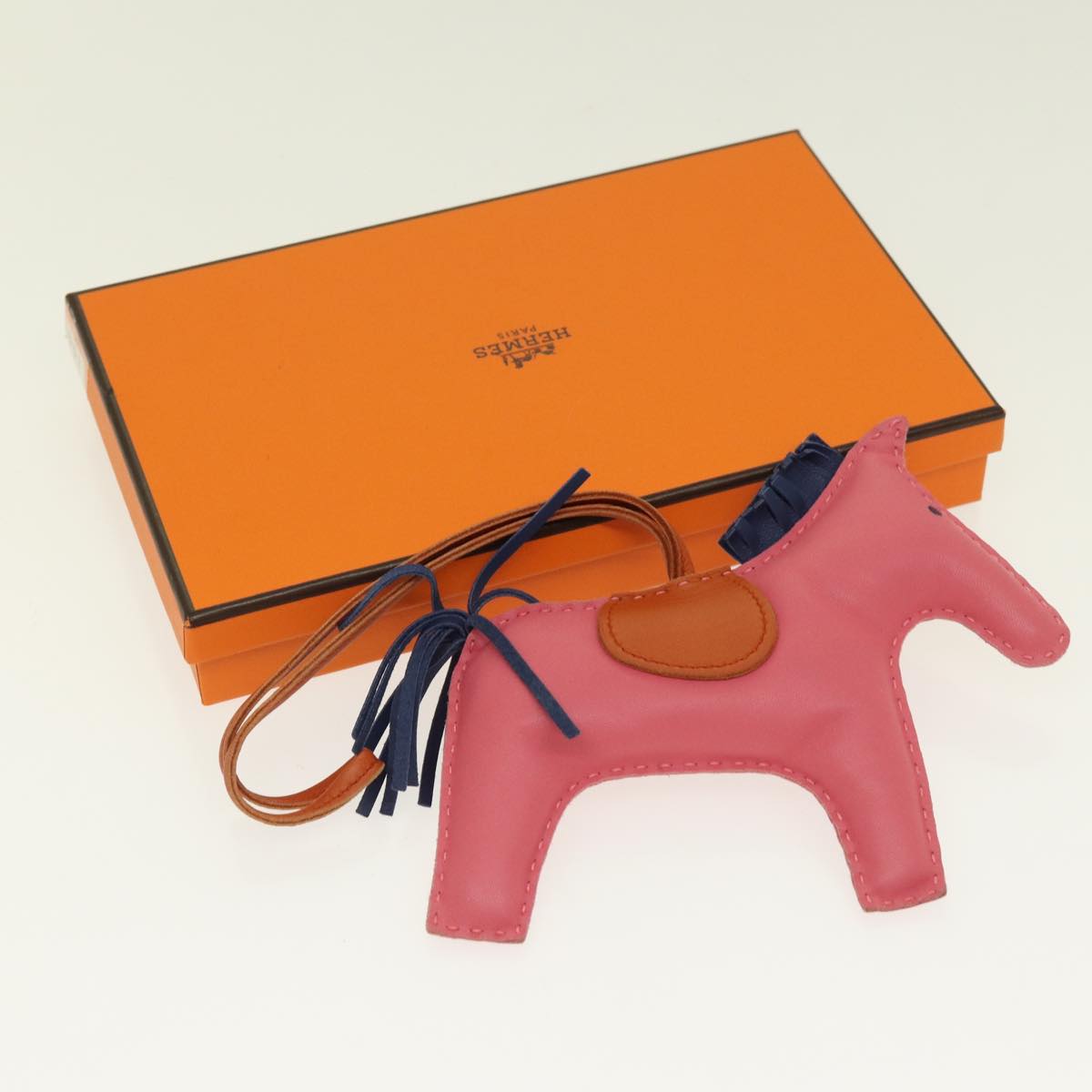 HERMES Rodeo Charm Leather Pink Auth 84092