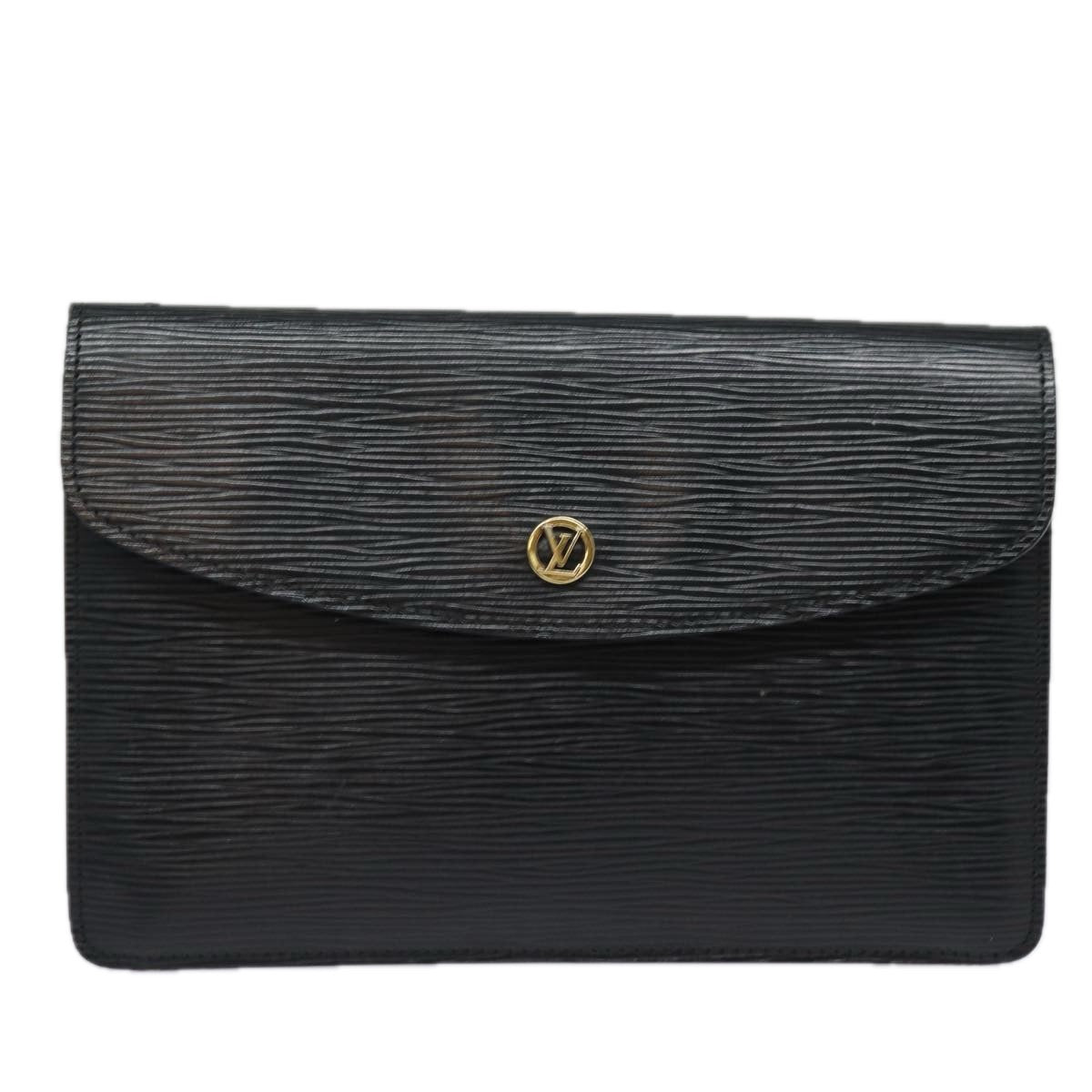 LOUIS VUITTON Epi Montaigne 23 Clutch Bag Black M52662 LV Auth 84140