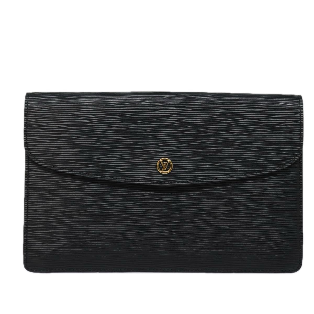 LOUIS VUITTON Epi Montaigne 27 Clutch Bag Black M52652 LV Auth 84158