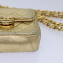 CHANEL Mini Matelasse Chain Shoulder Bag Lamb Skin Gold Tone CC Auth 84205A-15