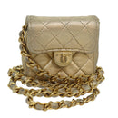CHANEL Mini Matelasse Chain Shoulder Bag Lamb Skin Gold Tone CC Auth 84205V-1