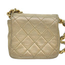 CHANEL Mini Matelasse Chain Shoulder Bag Lamb Skin Gold Tone CC Auth 84205V-2