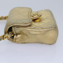 CHANEL Mini Matelasse Chain Shoulder Bag Lamb Skin Gold Tone CC Auth 84205V-3