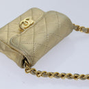 CHANEL Mini Matelasse Chain Shoulder Bag Lamb Skin Gold Tone CC Auth 84205V-6