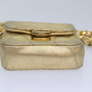 CHANEL Mini Matelasse Chain Shoulder Bag Lamb Skin Gold Tone CC Auth 84205A-5