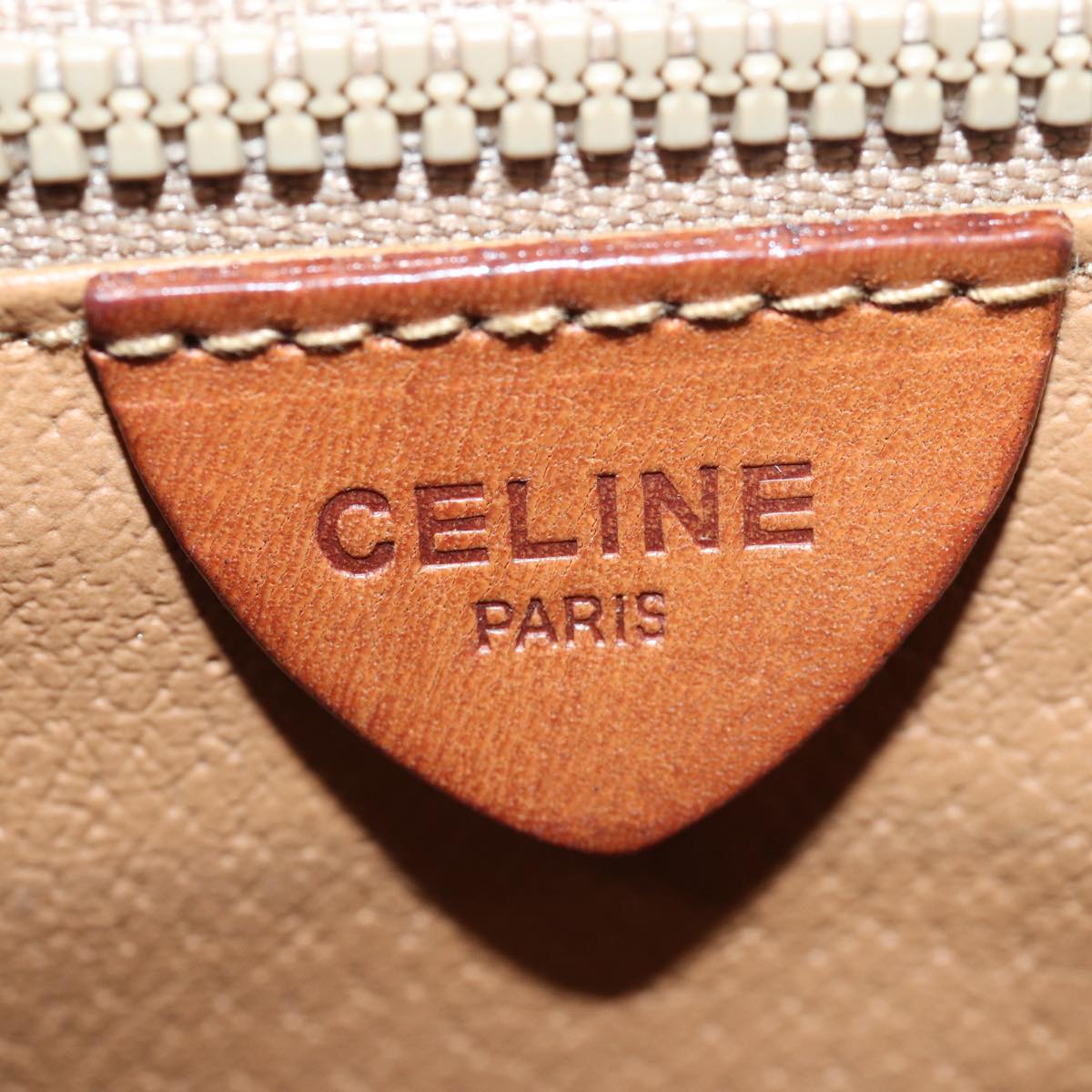 CELINE Macadam Canvas Shoulder Bag Beige Auth 84211