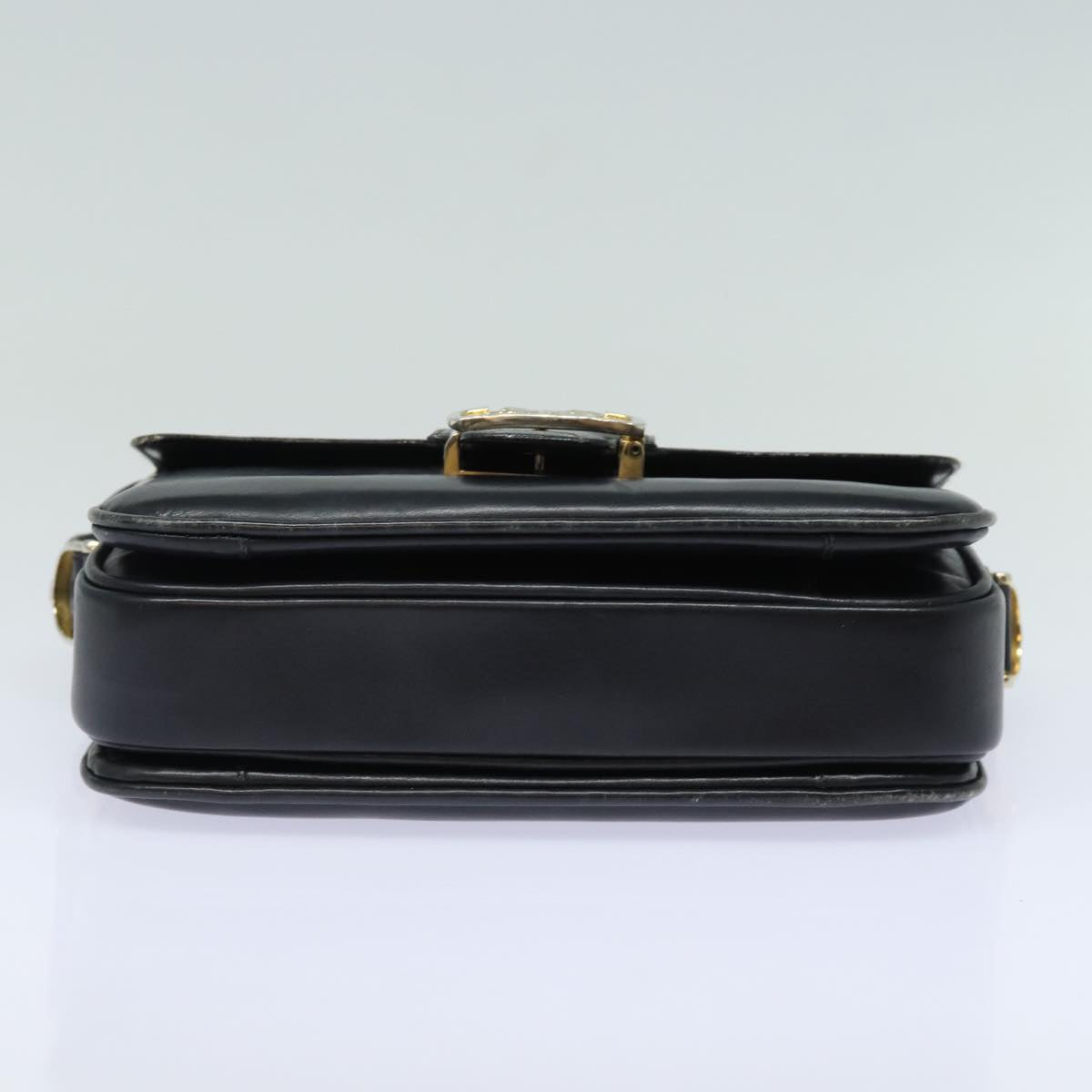 CELINE Shoulder Bag Leather Black Auth 84213