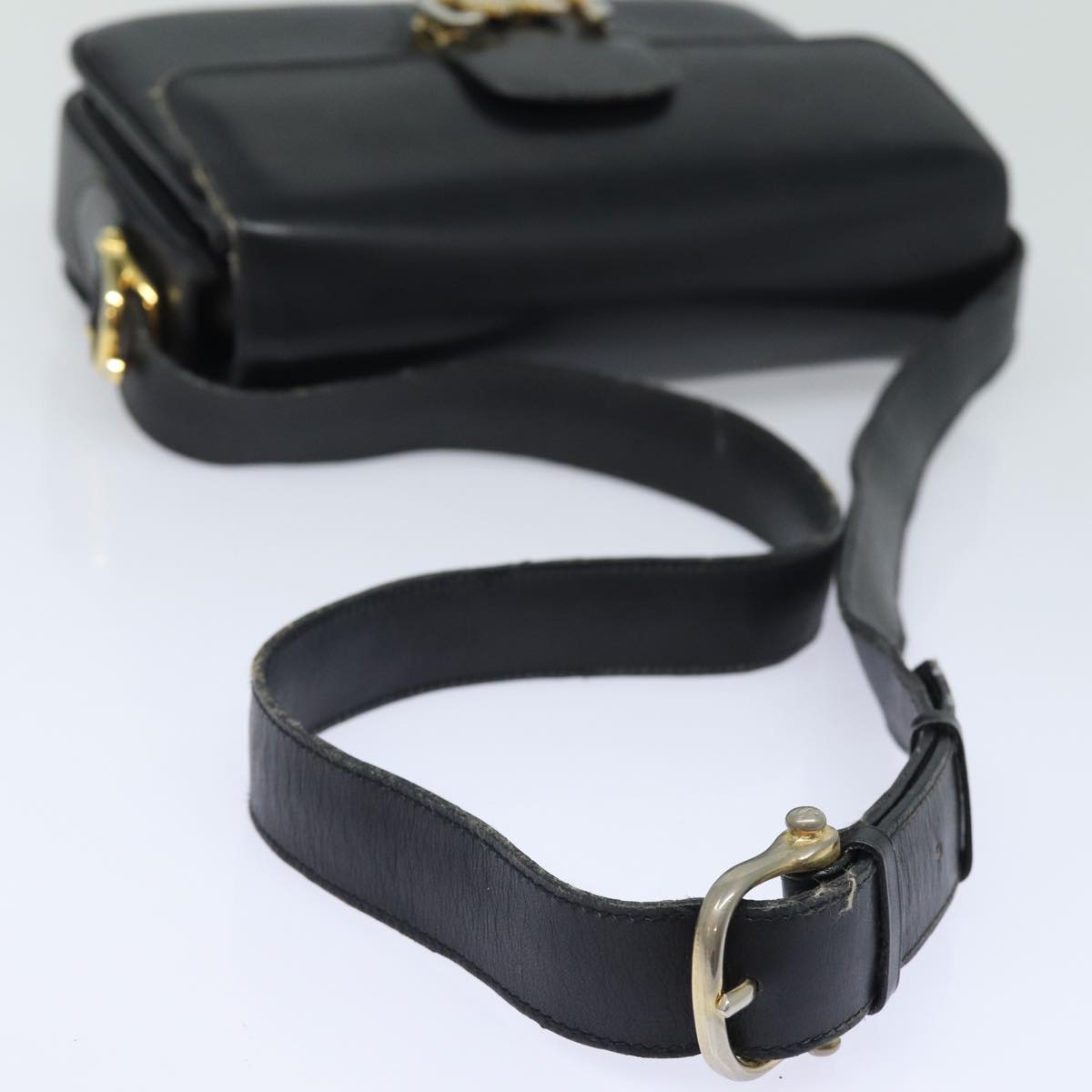 CELINE Shoulder Bag Leather Black Auth 84213