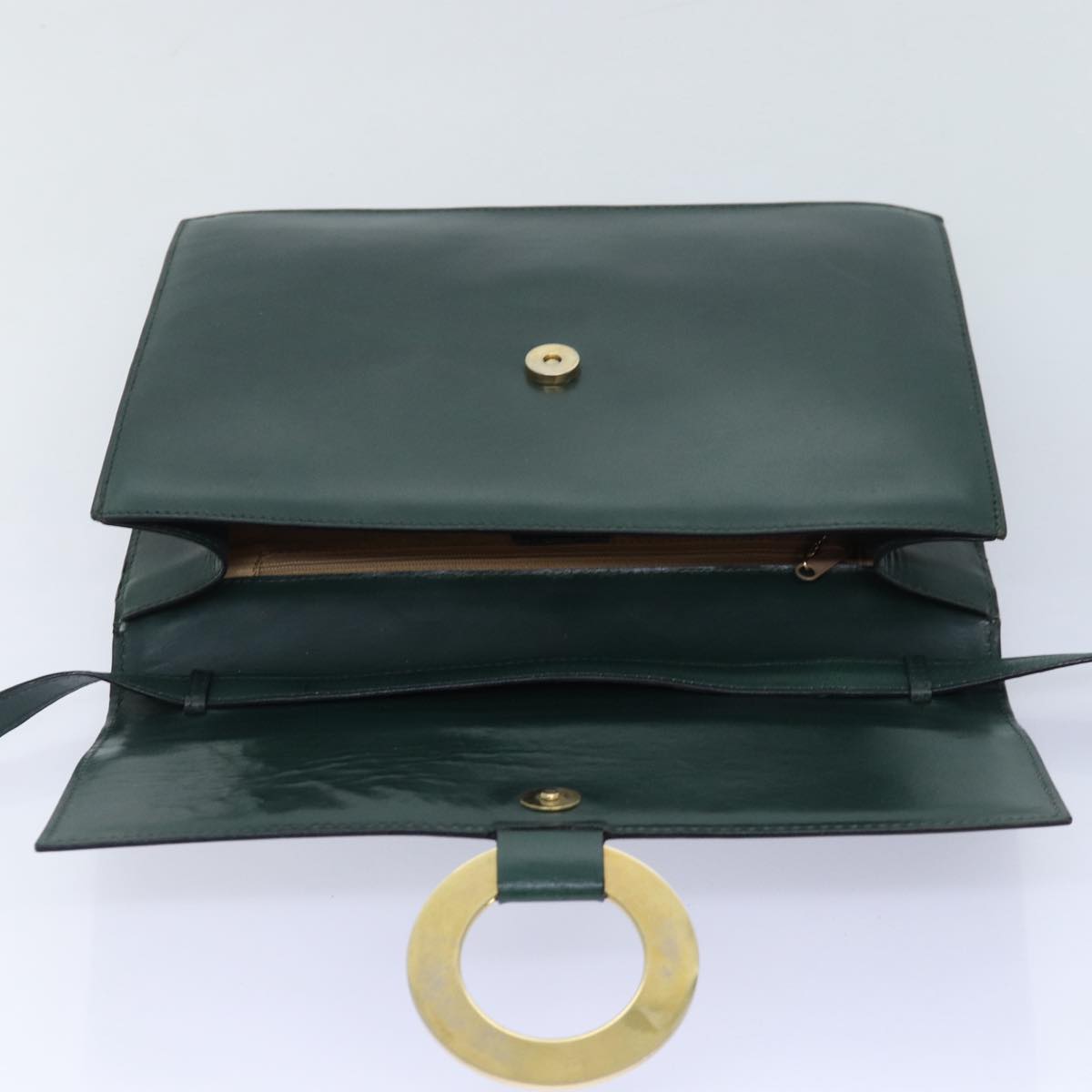 CELINE Clutch Bag Leather 2way Green Auth 84214