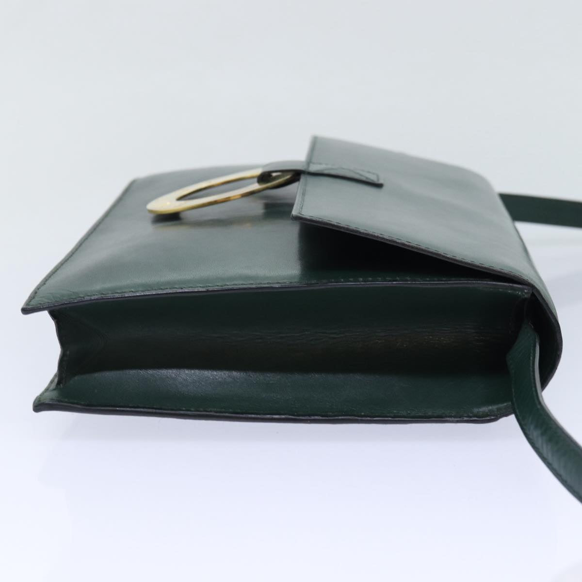 CELINE Clutch Bag Leather 2way Green Auth 84214