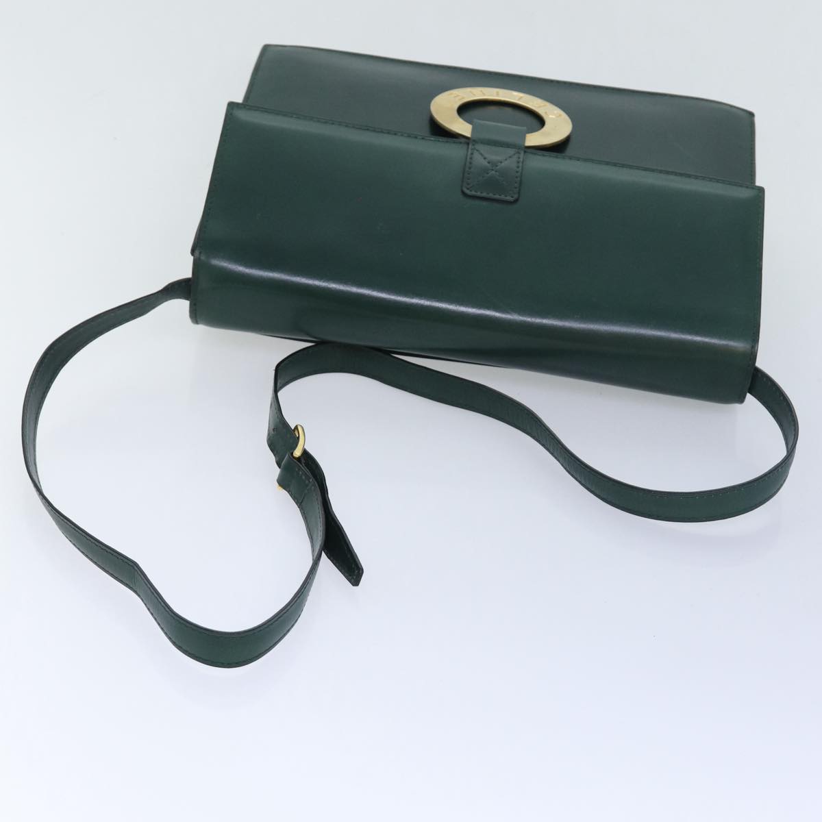 CELINE Clutch Bag Leather 2way Green Auth 84214