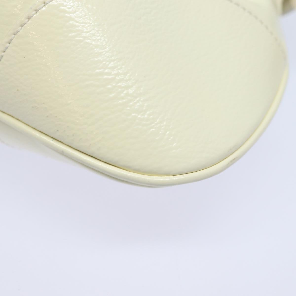 Salvatore Ferragamo Gancini Hand Bag Patent leather White Auth 84216