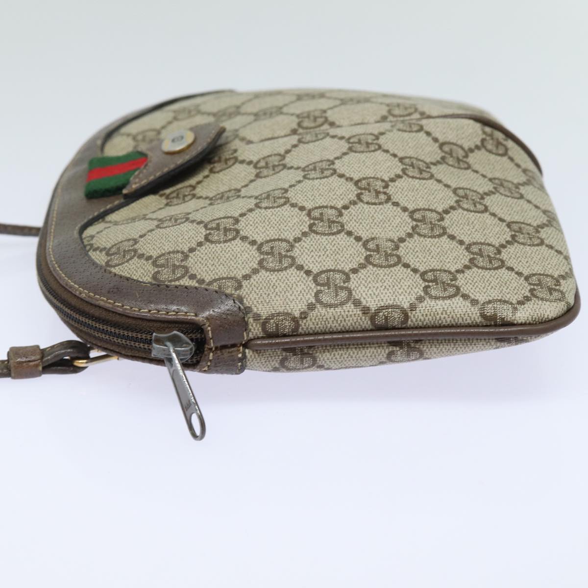 GUCCI GG Supreme Web Sherry Line Shoulder Bag PVC Beige 904 02 047 Auth 84221