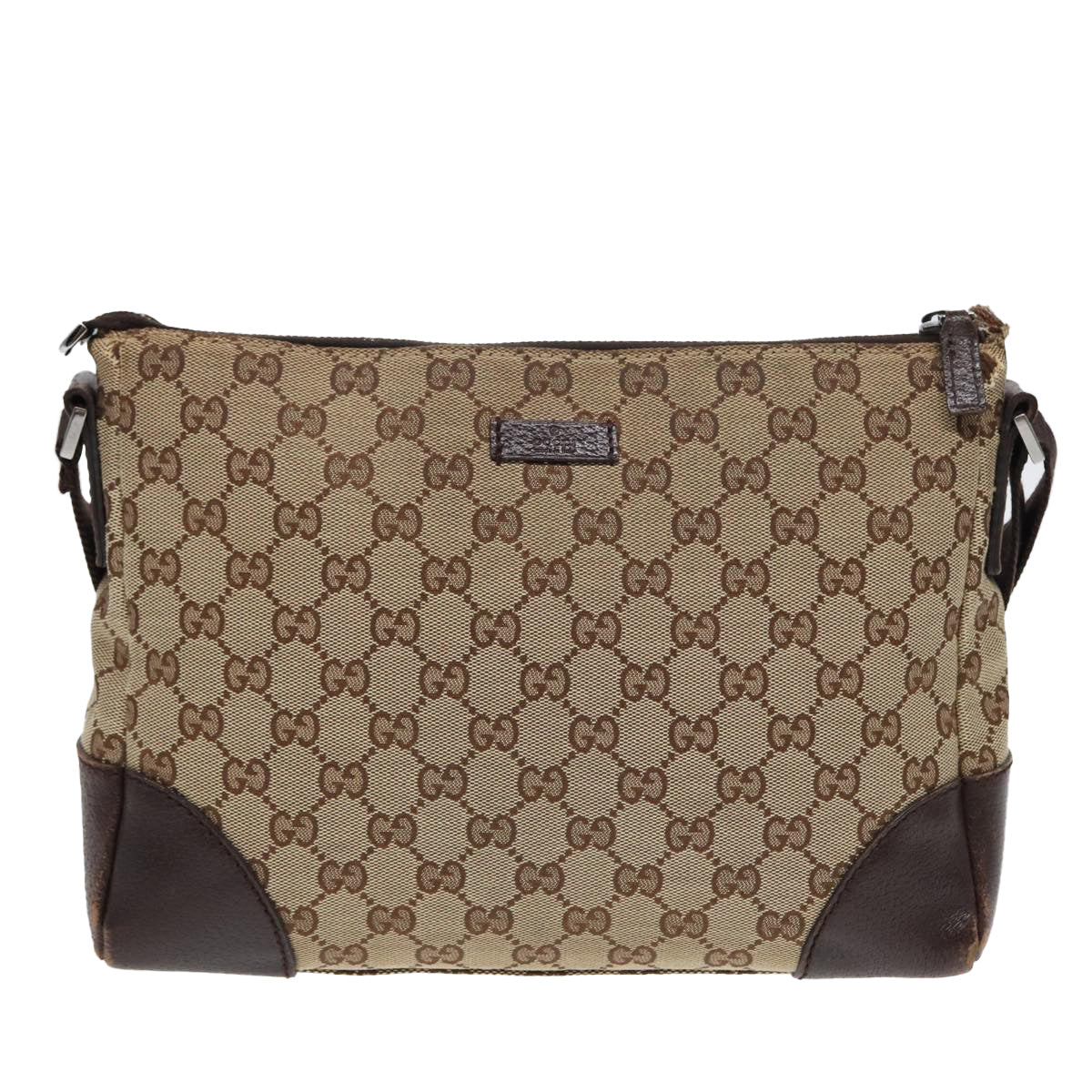 GUCCI GG Canvas Shoulder Bag Beige 114273 Auth 84223