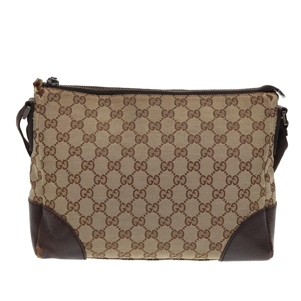 GUCCI GG Canvas Shoulder Bag Beige 114273 Auth 84223