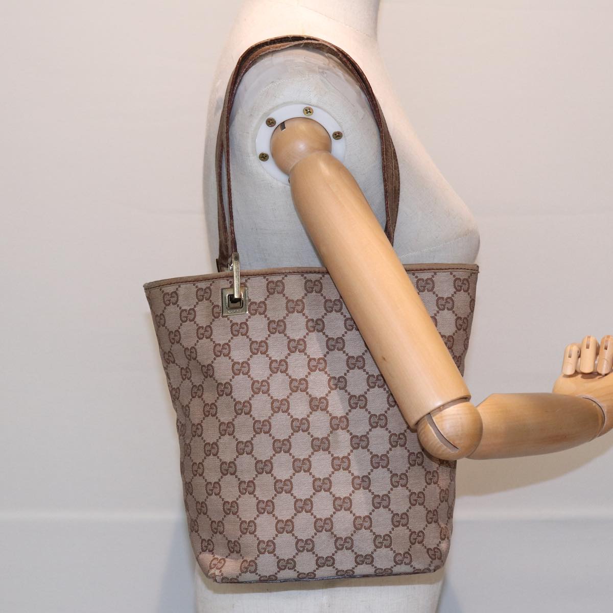 GUCCI GG Canvas Tote Bag Pink 002 1099 Auth 84227