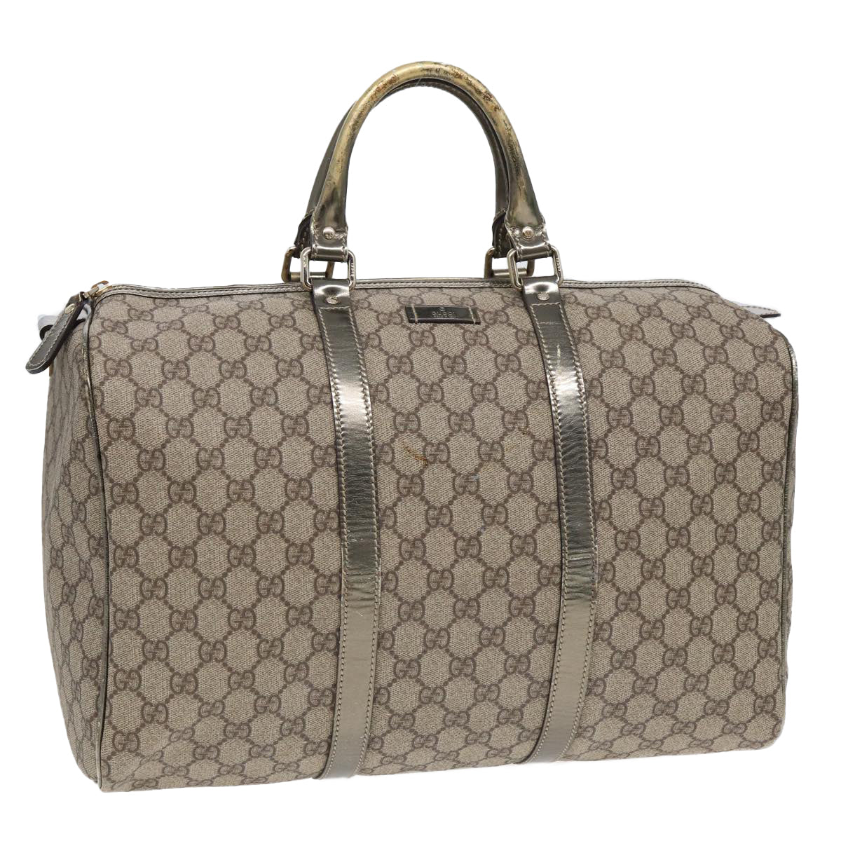 GUCCI GG Supreme Boston Bag PVC Beige 193602 Auth 84231