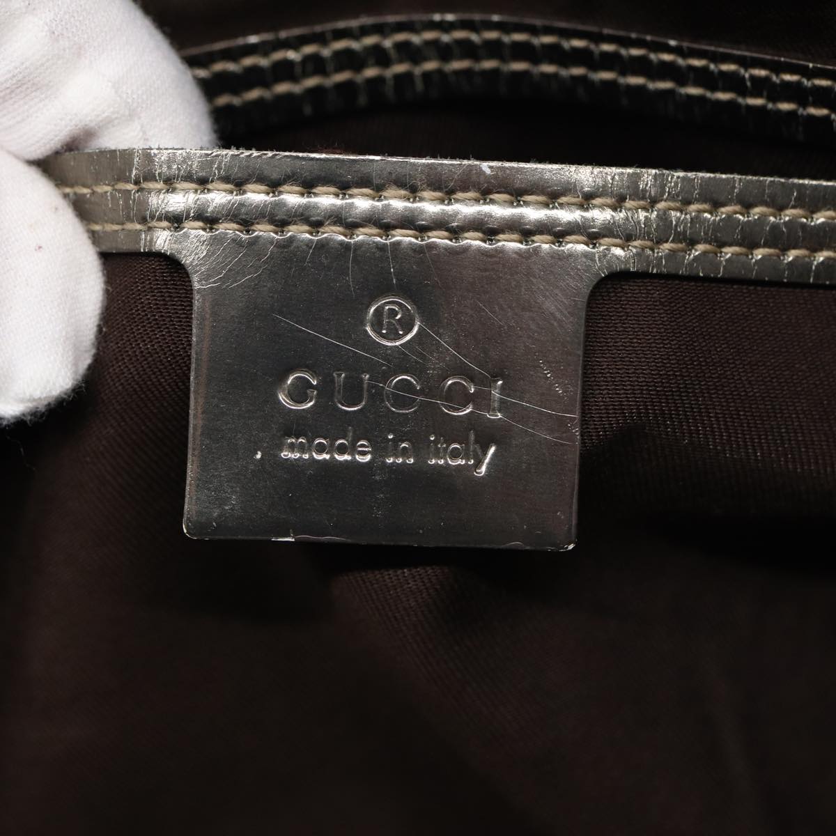 GUCCI GG Supreme Boston Bag PVC Beige 193602 Auth 84231