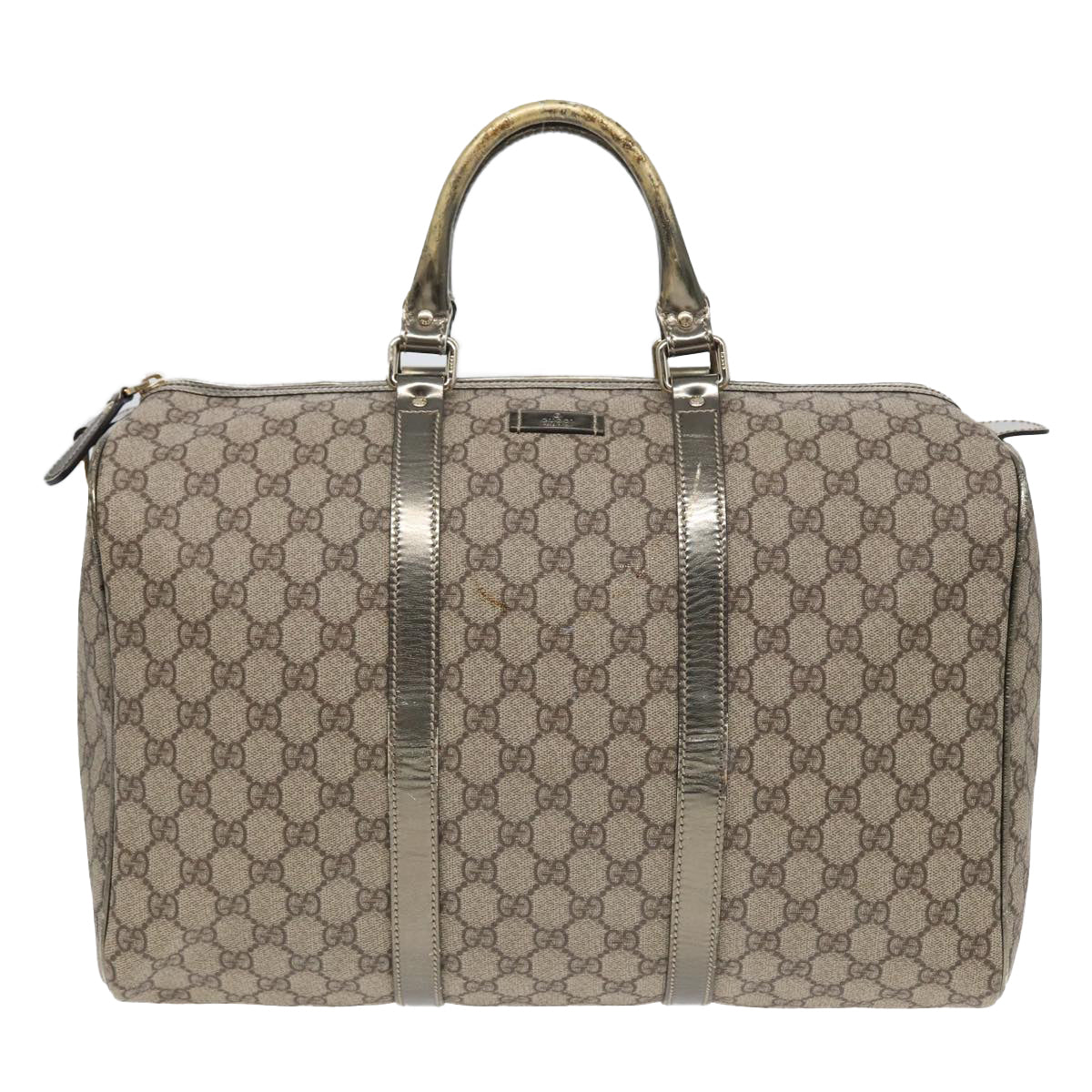 GUCCI GG Supreme Boston Bag PVC Beige 193602 Auth 84231