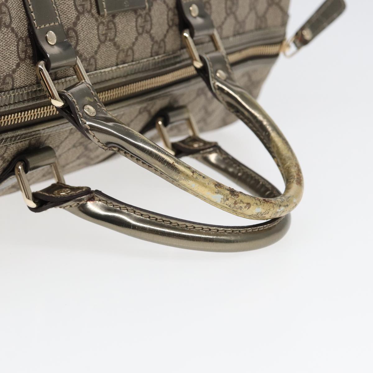 GUCCI GG Supreme Boston Bag PVC Beige 193602 Auth 84231