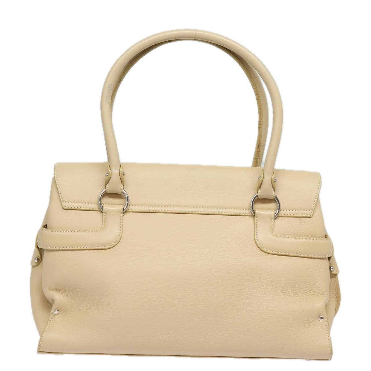 Salvatore Ferragamo Gancini Shoulder Bag Leather Beige Auth 84236