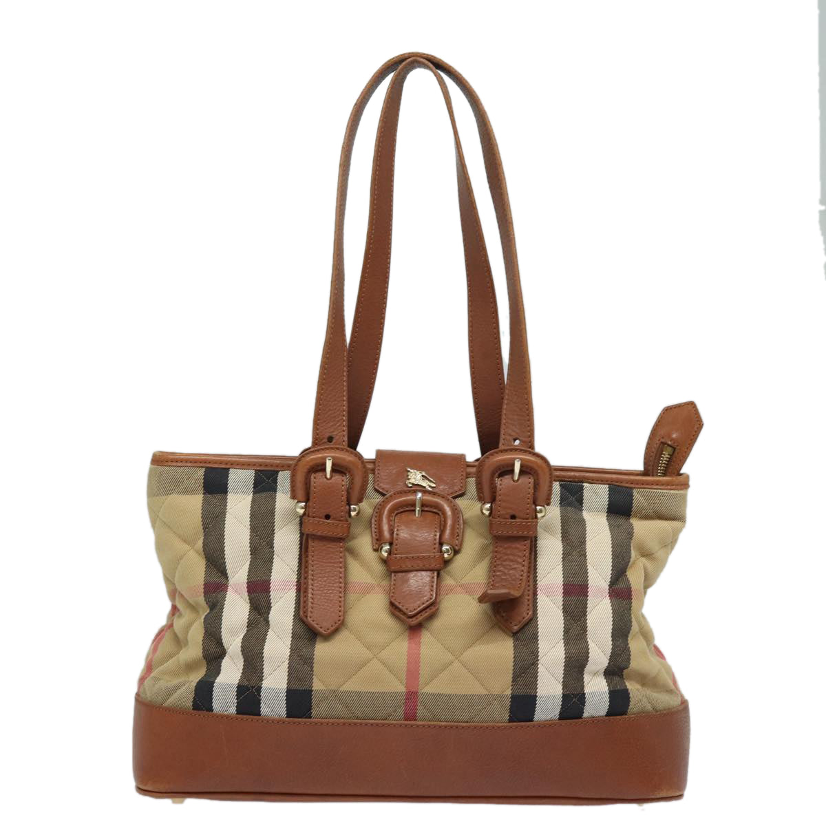 BURBERRY Nova Check Shoulder Bag Canvas Leather Beige Brown Auth 84237