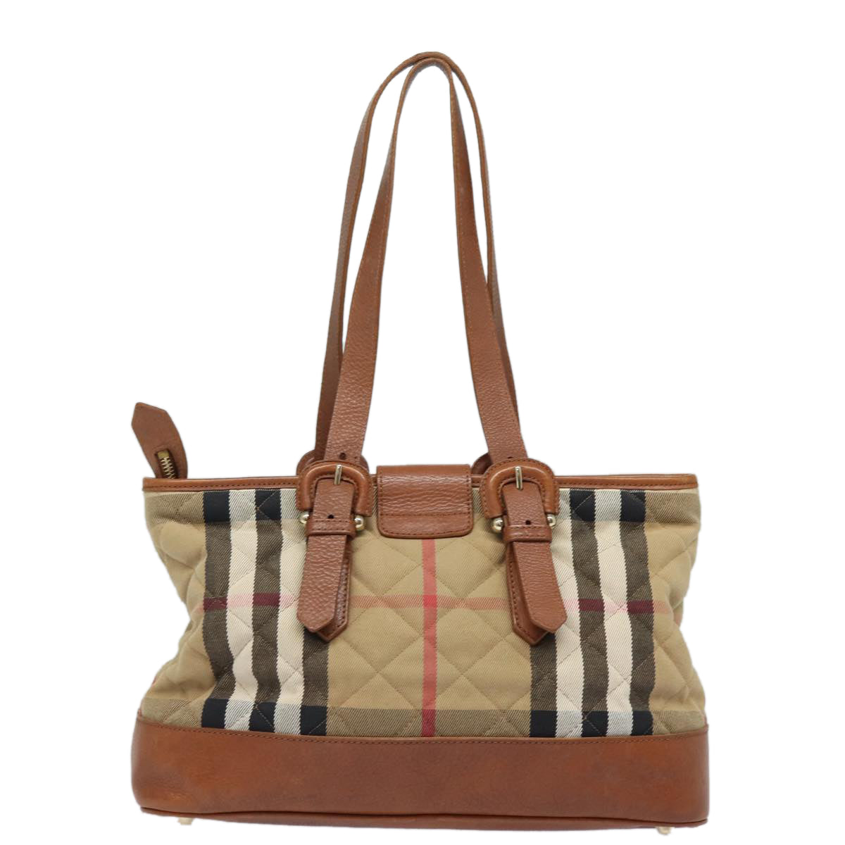 BURBERRY Nova Check Shoulder Bag Canvas Leather Beige Brown Auth 84237