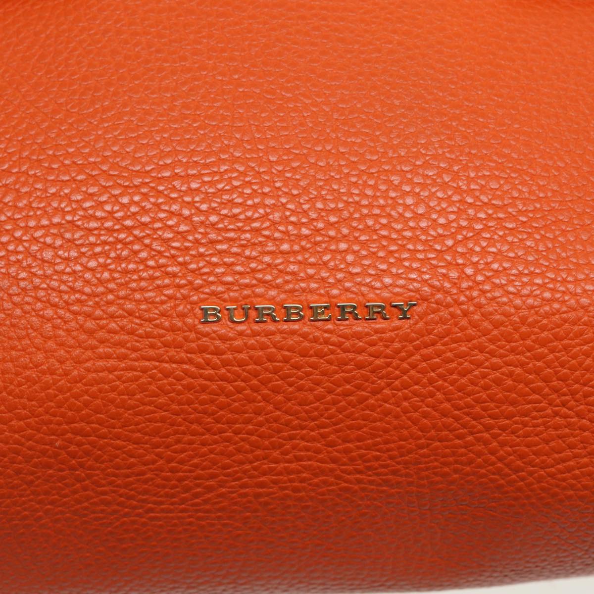 BURBERRY Hand Bag Leather Orange Auth 84243