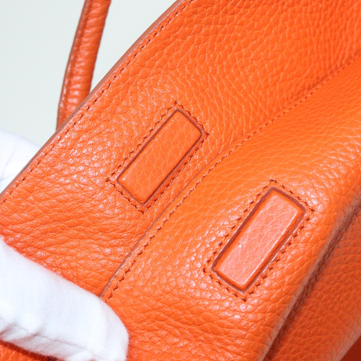 BURBERRY Hand Bag Leather Orange Auth 84243