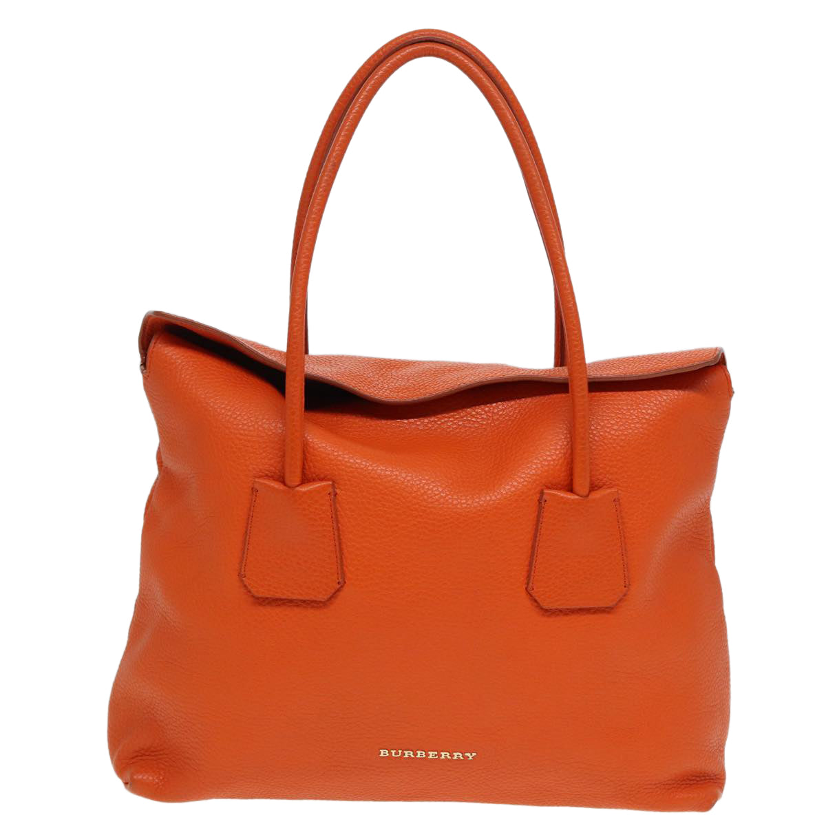 BURBERRY Hand Bag Leather Orange Auth 84243