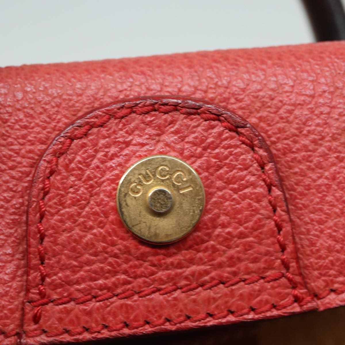 GUCCI Bamboo Shoulder Bag Suede 2way Red 007 1793 0238 Auth 84245