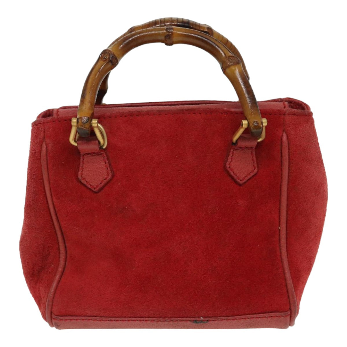 GUCCI Bamboo Shoulder Bag Suede 2way Red 007 1793 0238 Auth 84245 - 0