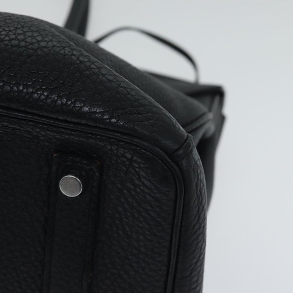 HERMES Birkin 35 Hand Bag Leather Black Silver Auth 84250