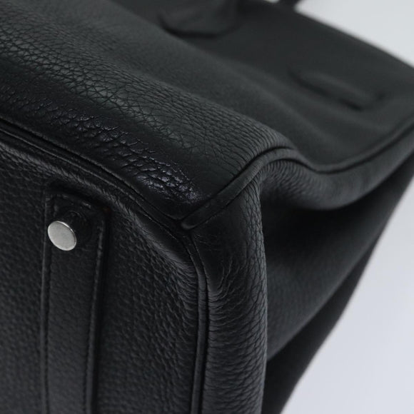 HERMES Birkin 35 Hand Bag Leather Black Silver Auth 84250