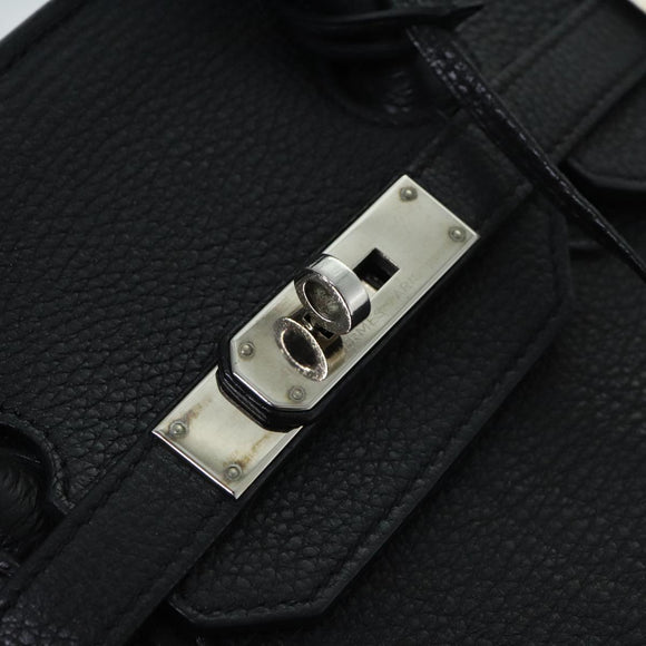 HERMES Birkin 35 Hand Bag Leather Black Silver Auth 84250