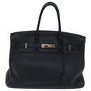 HERMES Birkin 35 Hand Bag Leather Black Silver Auth 84250-2