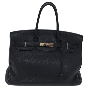 HERMES Birkin 35 Hand Bag Leather Black Silver Auth 84250 - 0