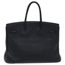HERMES Birkin 35 Hand Bag Leather Black Silver Auth 84250-3