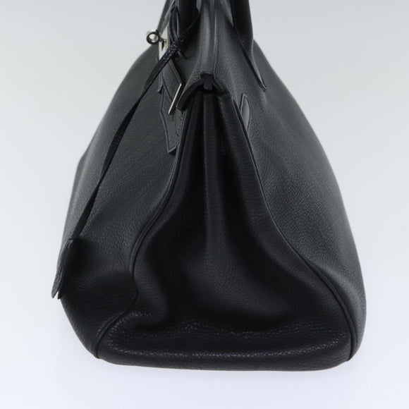 HERMES Birkin 35 Hand Bag Leather Black Silver Auth 84250