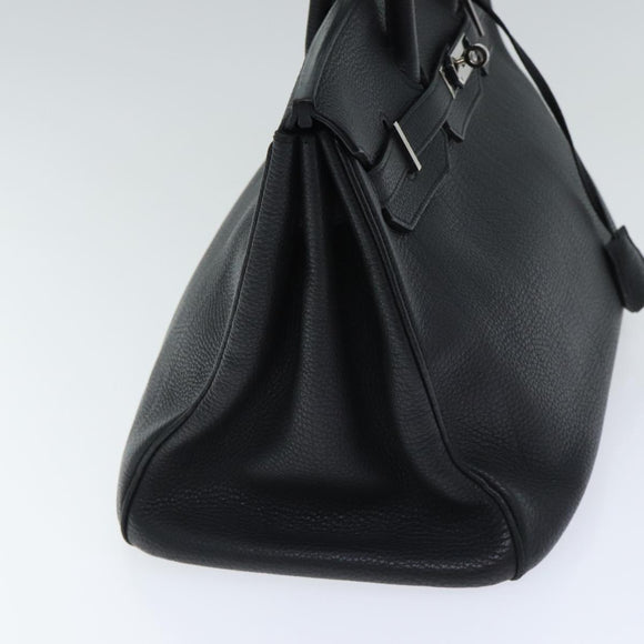 HERMES Birkin 35 Hand Bag Leather Black Silver Auth 84250