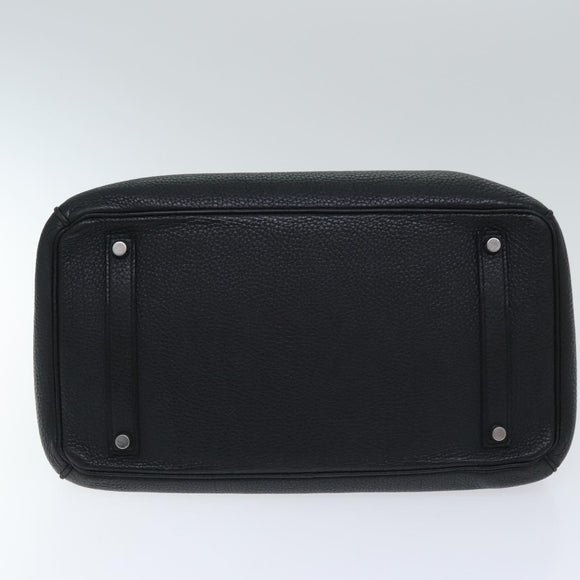 HERMES Birkin 35 Hand Bag Leather Black Silver Auth 84250