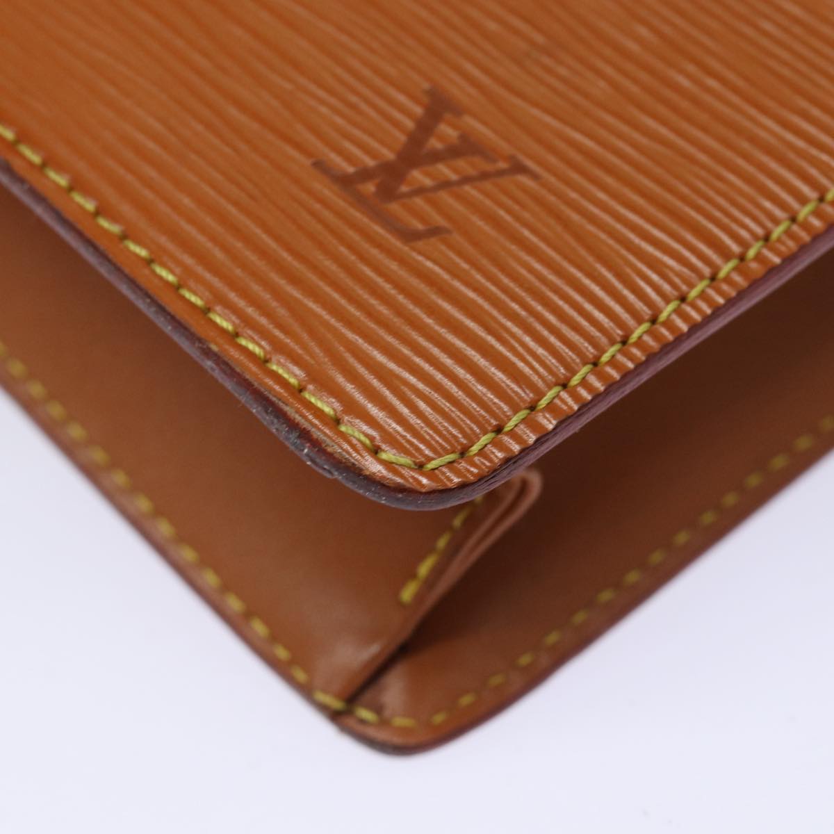 LOUIS VUITTON Epi Pochette Homme Clutch Bag Brown Zipang gold M52528 Auth 84287